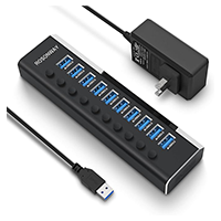 Rosonway Powered 10 Port USB 3.0 Hub